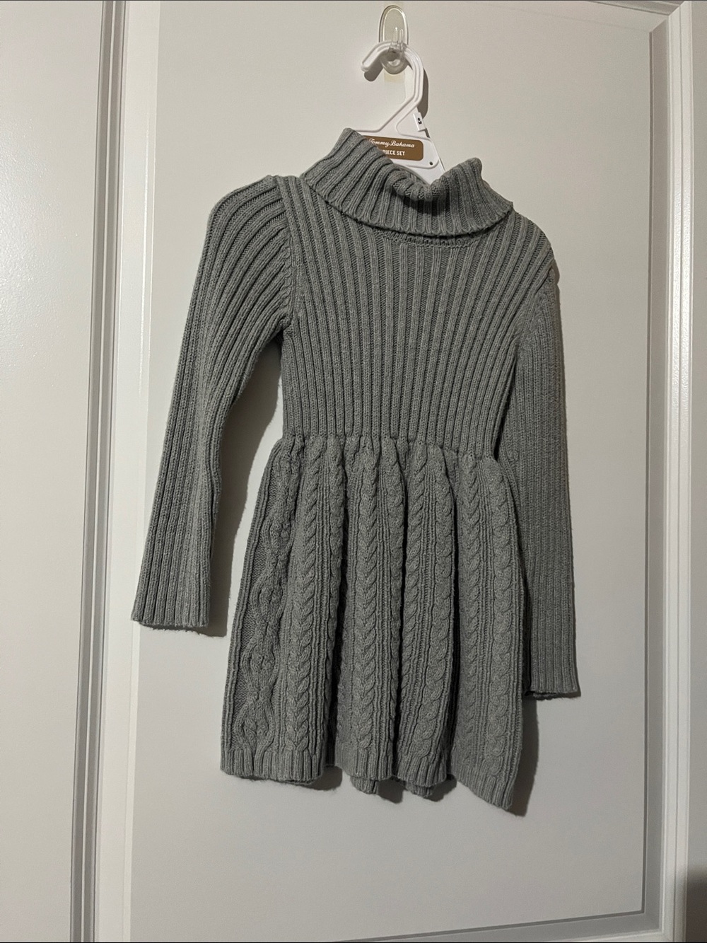 Rachel Zoe Gray Ribbed Cable-Knit Turtleneck Dress